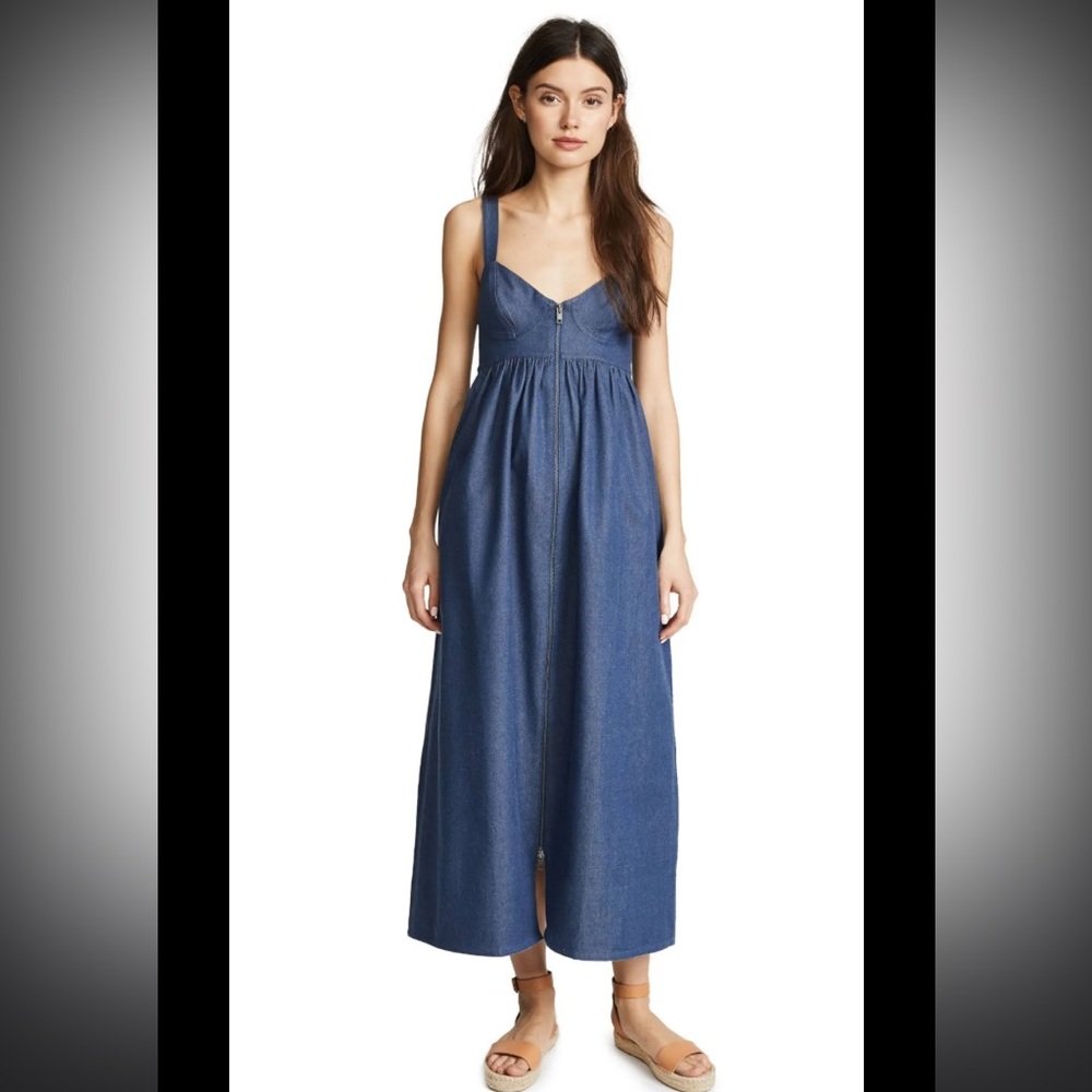 Mara hoffman denim dress size 2 MO long zipper denim dress with ruched back